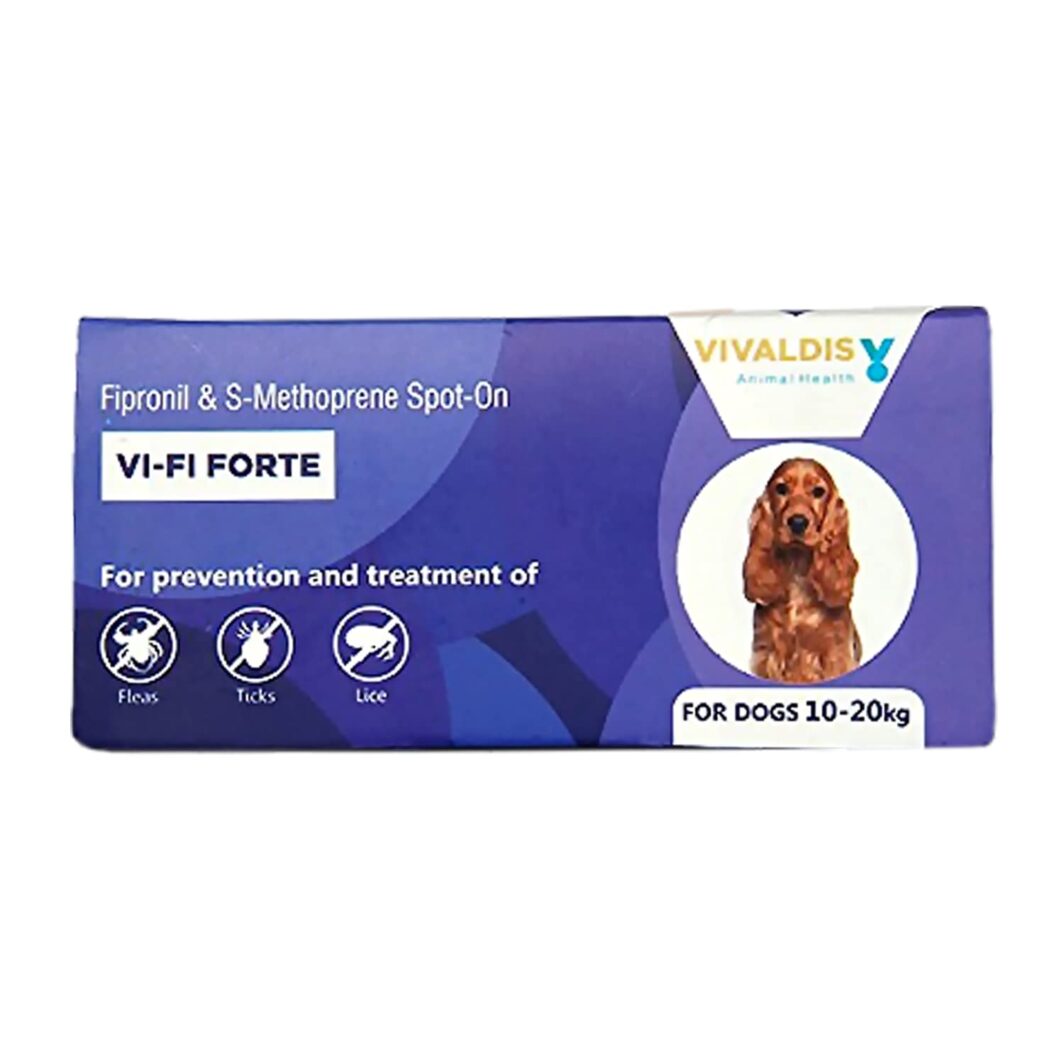 Vivaldis VI-FI Forte 1.34 ml - Single Pipette - Spot on Solution for Prevention & Effective Control of Flea, Tick & Chewing Lice Treatment for Dogs Weighing from 10 to 20 kg (Pack of 1)